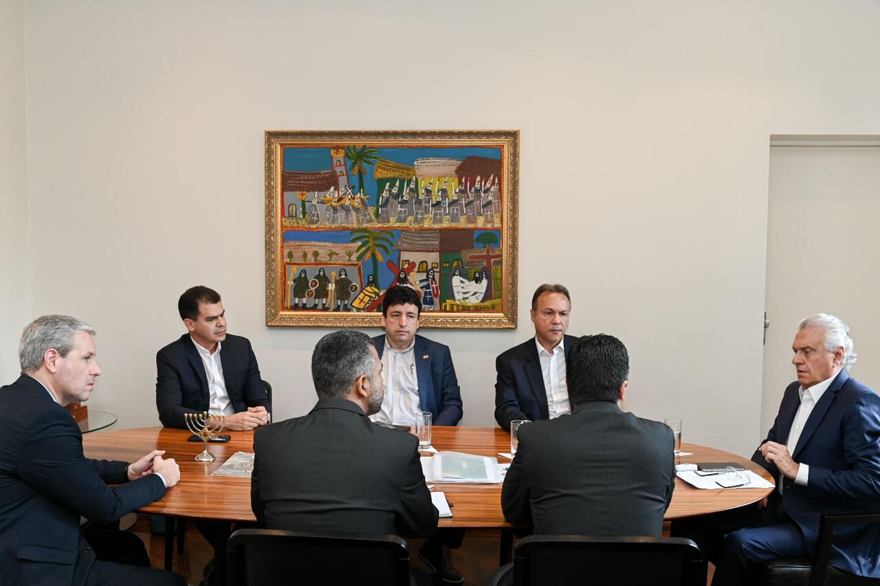Governador Ronaldo Caiado e secretários se reúnem com presidente da Equatorial, no Palácio Pedro Ludovico